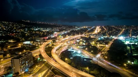 Timelapse of Freeway and Diamondhead in Honolulu Hawaii Video stock 39983378