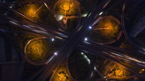 Timelapse of freeway interchange at night Stock Footage 123777402