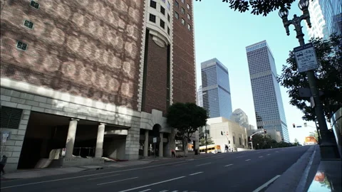 Timelapse. Freeway traffic in Downtown Los Angeles. Shadows on the brick wall Stock Footage 169401689