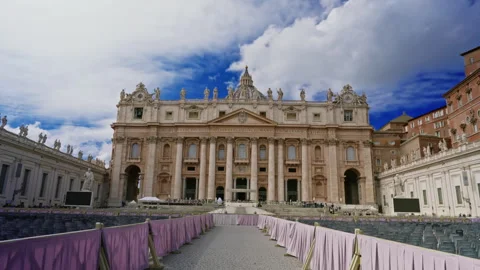 Timelapse of Front of St. Peter's Basilica in Vatican. Rome, Italy Stock Footage 306362279