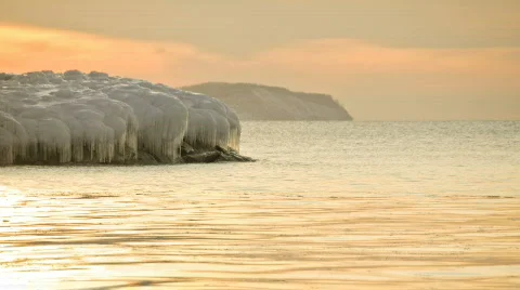 Timelapse frozen sunset Stock Footage 608822