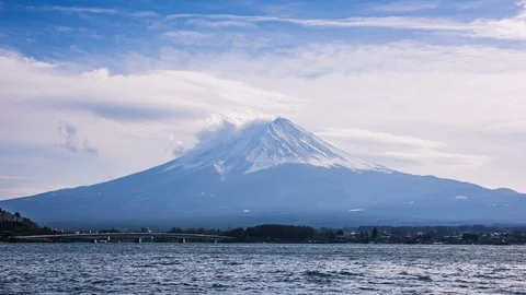 Timelapse of Fuji Mountain in Winter,Mt. Fuji,Japan Stock Footage 91493853