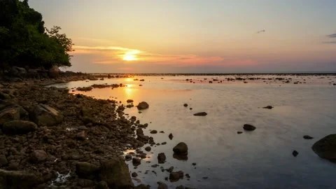Timelapse full frame sunset sea Island color cloud beautiful background Stock Footage 151023532