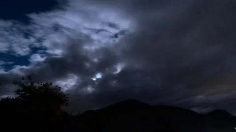 Timelapse of full moon behind dark clouds  Stock Footage 318607066