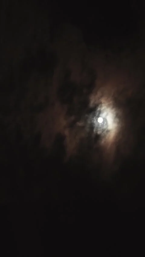 Timelapse of the Full Moon Behind Moving Clouds at Night Stock Footage 312245432