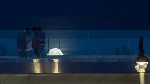 Timelapse of a full moon rising over bridge Stock Footage 119603687