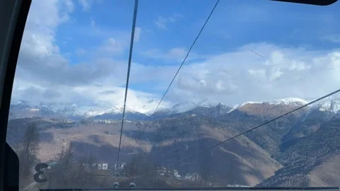 Timelapse of the funicular ride up to Rosa Peak, view from the cabin Stock Footage 253190844