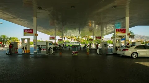 Timelapse of a gas station in Muscat Stock Footage 45196426