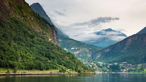 Timelapse Geiranger fjord Norway Stock Footage