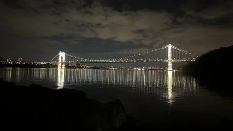 Timelapse George Washington Bridge in New York at Night Stock Video Stock Footage 246950515