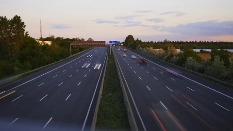 Timelapse of german Autobahn (highway) sunset [4K50p] Stock-Footage 127035652