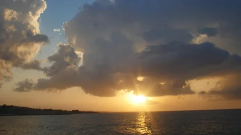 Timelapse Giovinazzo Sunset Sun Clouds New Port Summer Fish Eye Stock Footage 146537536
