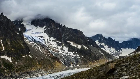 Timelapse of the Glacier in Alpine Mountains Stock Footage 115334917