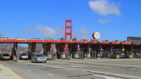 Timelapse of Golde Gate Bridge Toll Booth with bridge in the background 스톡 동영상 11851325