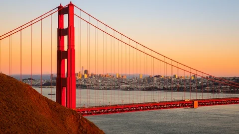 Timelapse of Golden gate bridge from dawn to dusk, San Francisco, 4K Stock Footage 85677115