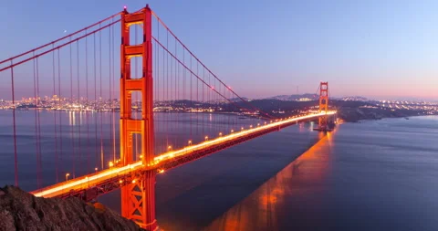 Timelapse of the golden gate bridge at sunset, San Francisco Stock Footage 165593682
