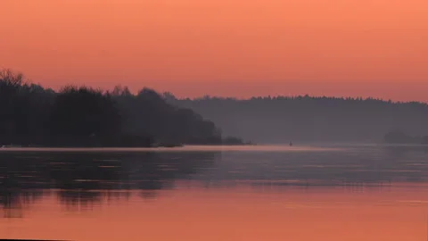 Timelapse: Golden hour by the river Stock Footage 171917847
