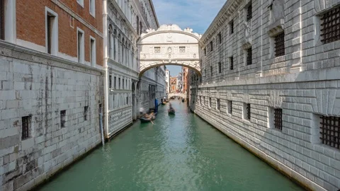 Timelapse Gondolas in Venice canal Stock Footage 119545592