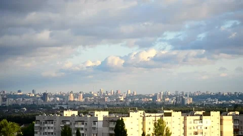 Timelapse of gorgeous cumulus clouds moving over Kiev Video stock 50076442