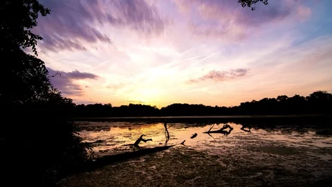 Timelapse of Goshen Dam at sunset Video stock 113627405
