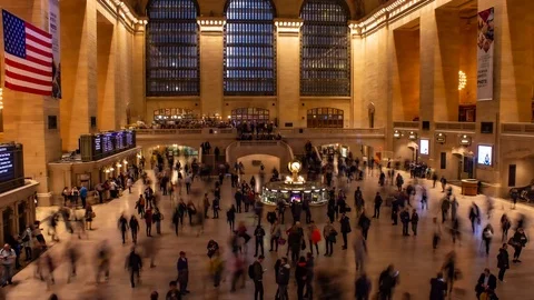 Timelapse of Grand Central Terminal viewed from above Stock Footage 119239680