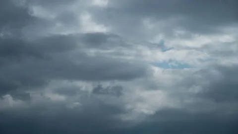 Timelapse Gray Rainy Clouds Float Across the Dark Sky on a Cloudy Day Stock Footage 185471486