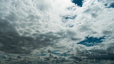 Timelapse Gray Rainy Clouds Float Across the Dark Sky on a Cloudy Day Stock Footage 201356668