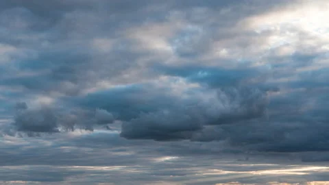 Timelapse Gray Rainy Clouds Float Across the Dark Sky on a Cloudy Day Stock Footage 209148131
