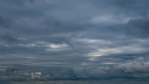 Timelapse Gray Rainy Clouds Float Across the Dark Sky on a Cloudy Day Stock Footage 229549724