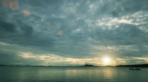 Timelapse of gray winter rain clouds over sea beach bay. 4K. Stock Footage 63508565