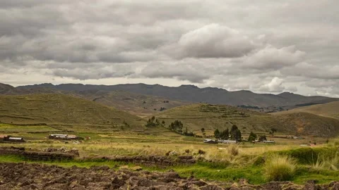 Timelapse of green landscape with distant mountains Stock Footage 242955073