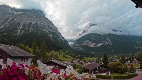 Timelapse of Grindelwald looking at the alps during the morning, cloud inversion Stock Footage 260171228