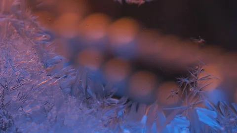 Timelapse of growing ice pattern frost window with Stock-Footage 119739152