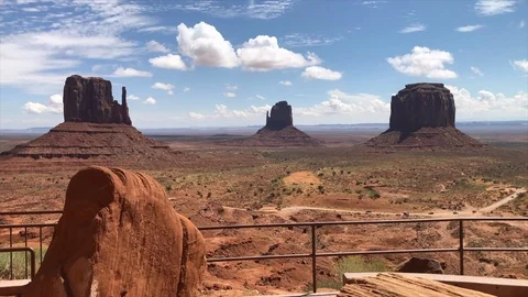 Timelapse of guests visiting Monument Valley Tribal Park in summertime Stock Footage 121986389