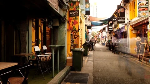 Timelapse of Haji Lane by Day with Pan Stock Footage