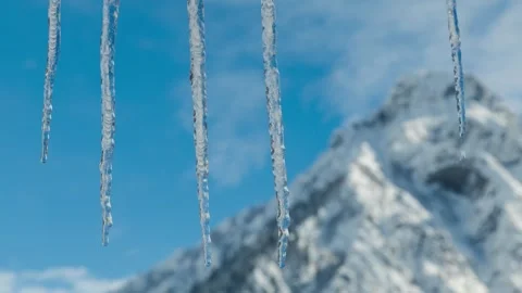Timelapse of hanging icicles in winter landscape Stock Footage 327827152