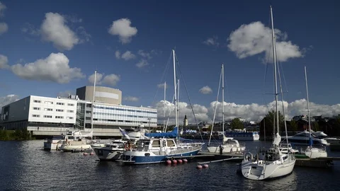 Timelapse of a harbor in Oulu, Finland Stock Footage