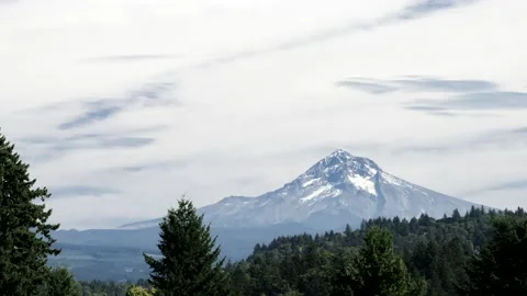 Timelapse of hazy clouds passing over Mt Hood Stock Footage 161761443