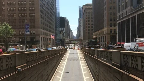 Timelapse Hd: Amazing Three way traffic on 34th street NYC Video stock 81521767