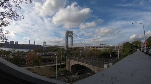 Timelapse Hd: So many roads around George Washington Bridge Video stock 81604328