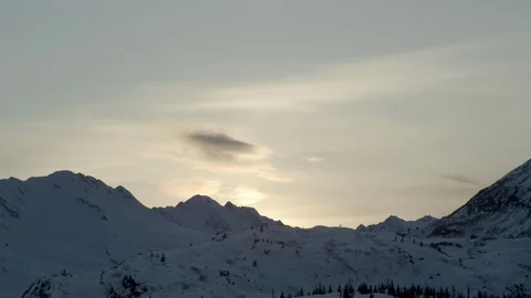 Timelapse of high altitude mountains and cloudy sky background during sunset Stock Footage 121575831