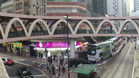 Timelapse, High Angle View, Road Traffic, Causeway Bay, Hong Kong Vidéo 258941609