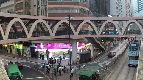 Timelapse, High Angle View, Road Traffic, Causeway Bay, Hong Kong 库存影片 258945018