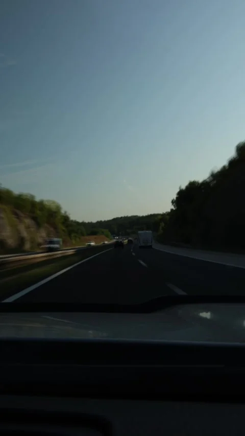 Timelapse highway drive with camper van and changing roadside scenery Stock Footage 341622035