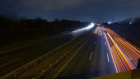 Timelapse of highway during the night Stock Footage 87730498