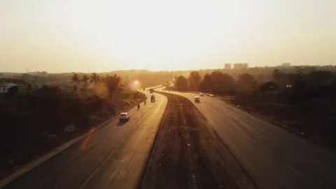 Timelapse Of Highway With Orange evening light 動画素材 72937104