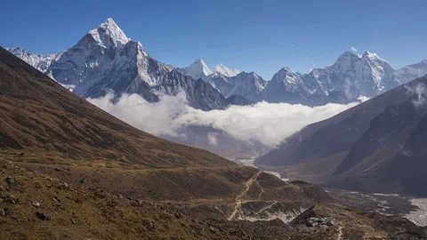 Timelapse of Himalayas mountain range at Thukla pass, Everest region Stock Footage 111813234