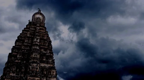 Timelapse of Hindu temple. Clouds rush past. Stock Footage 39839628