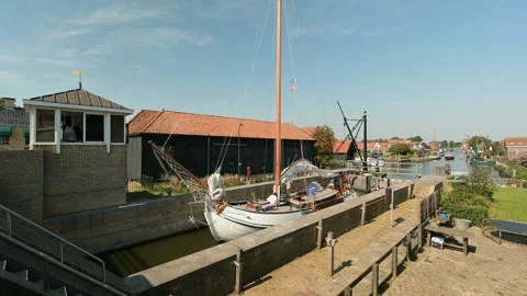Timelapse of a historic Lock at Workum, the Netherlands Stock Footage 289907292