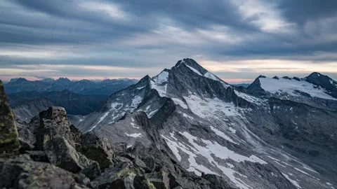 Timelapse - Hochgall Mountain At Sunset Stock Footage 296503224